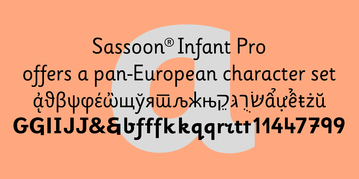 Ejemplo de fuente Sassoon Infant Pro Regular
